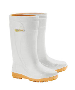 OHYAMA Farm Cotton white waterproof rubber boots with studded soles for superior grip and comfort