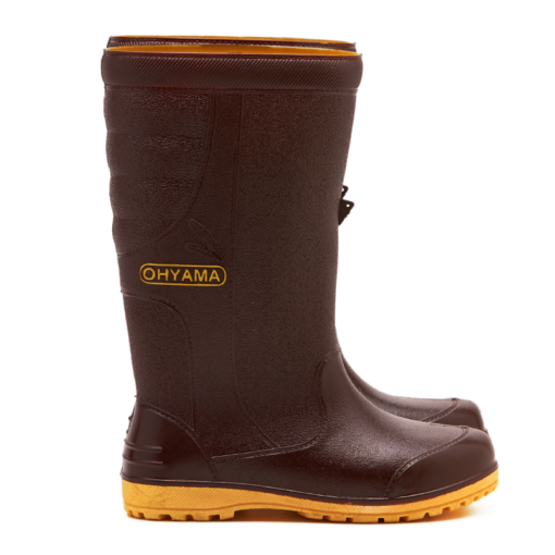 OHYAMA First waterproof brown rubber boots, lightweight and durable for outdoor and industrial work