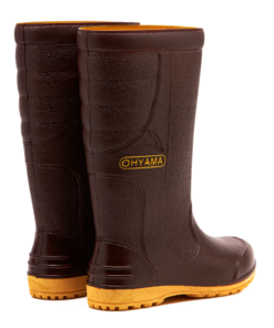 OHYAMA First waterproof brown rubber boots, lightweight and durable for outdoor and industrial work