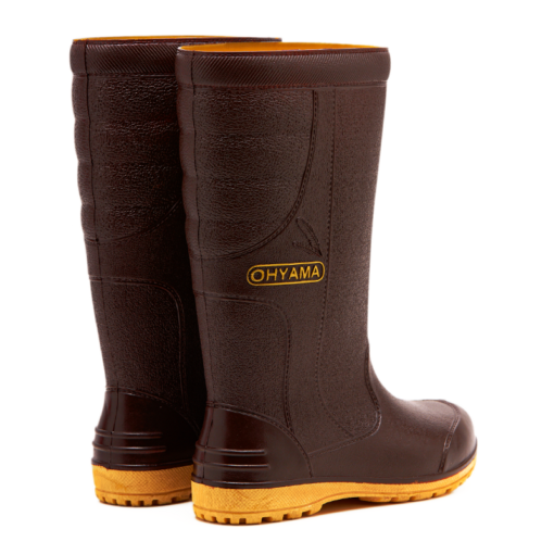 OHYAMA First waterproof brown rubber boots, lightweight and durable for outdoor and industrial work