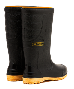 OHYAMA First waterproof black rubber boots, lightweight and durable for gardening and industrial work