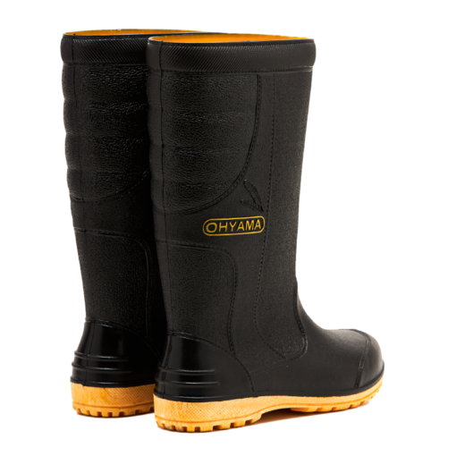 OHYAMA First waterproof black rubber boots, lightweight and durable for gardening and industrial work