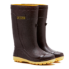 OHYAMA Farm Cotton brown waterproof rubber boots with studded soles for grip and comfort